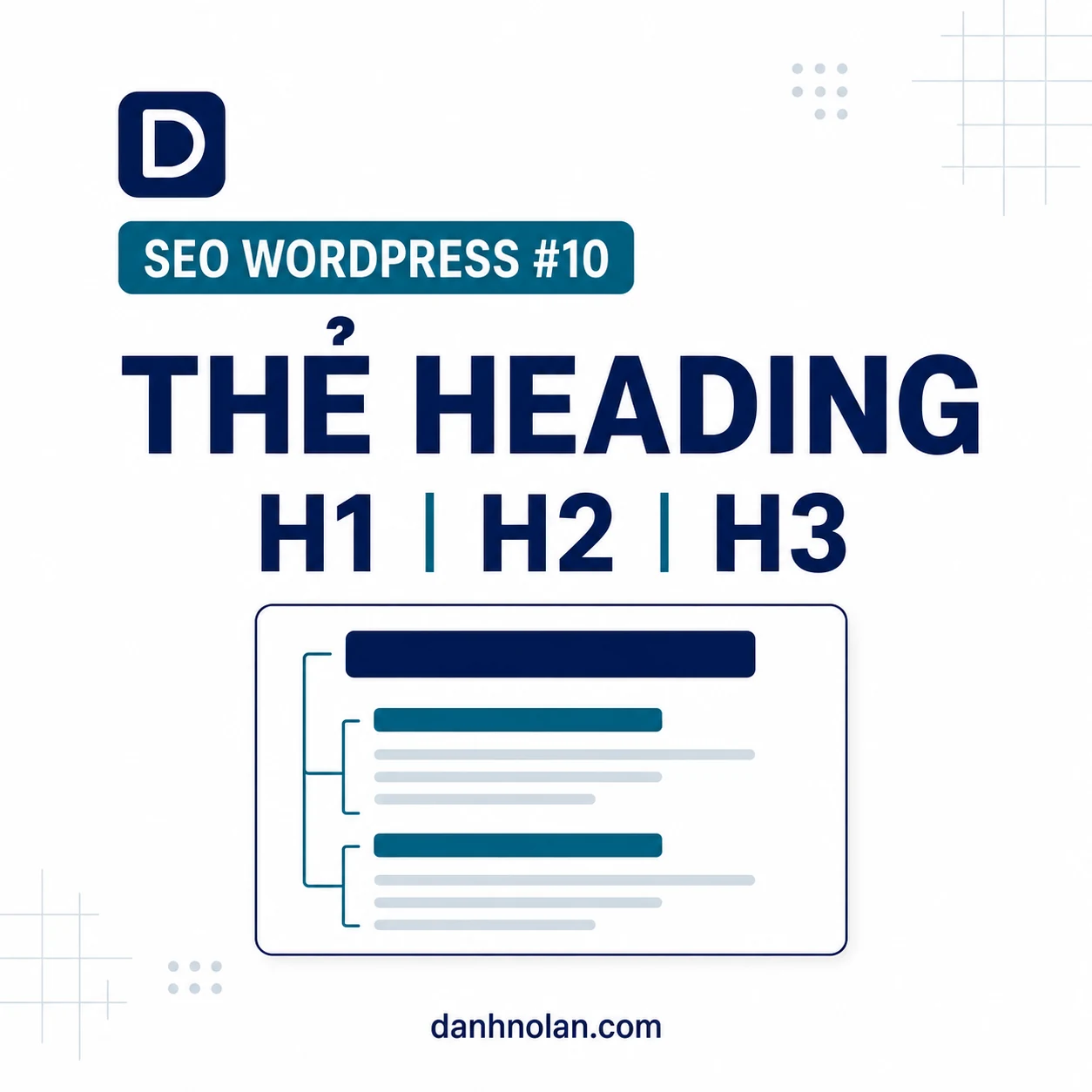 Cấu trúc thẻ Heading WordPress từ H1 đến H3 theo thứ bậc nội dung