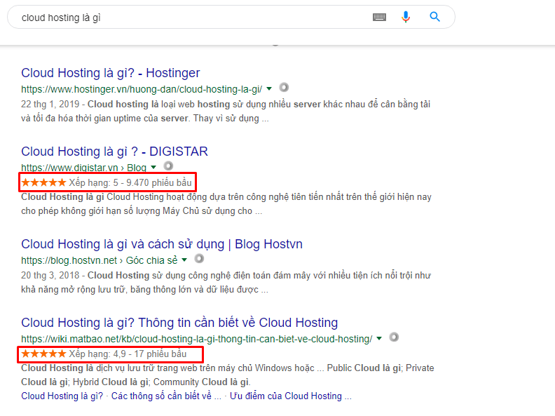 Google Rich Snippets hiển thị trên kết quả tìm kiếm