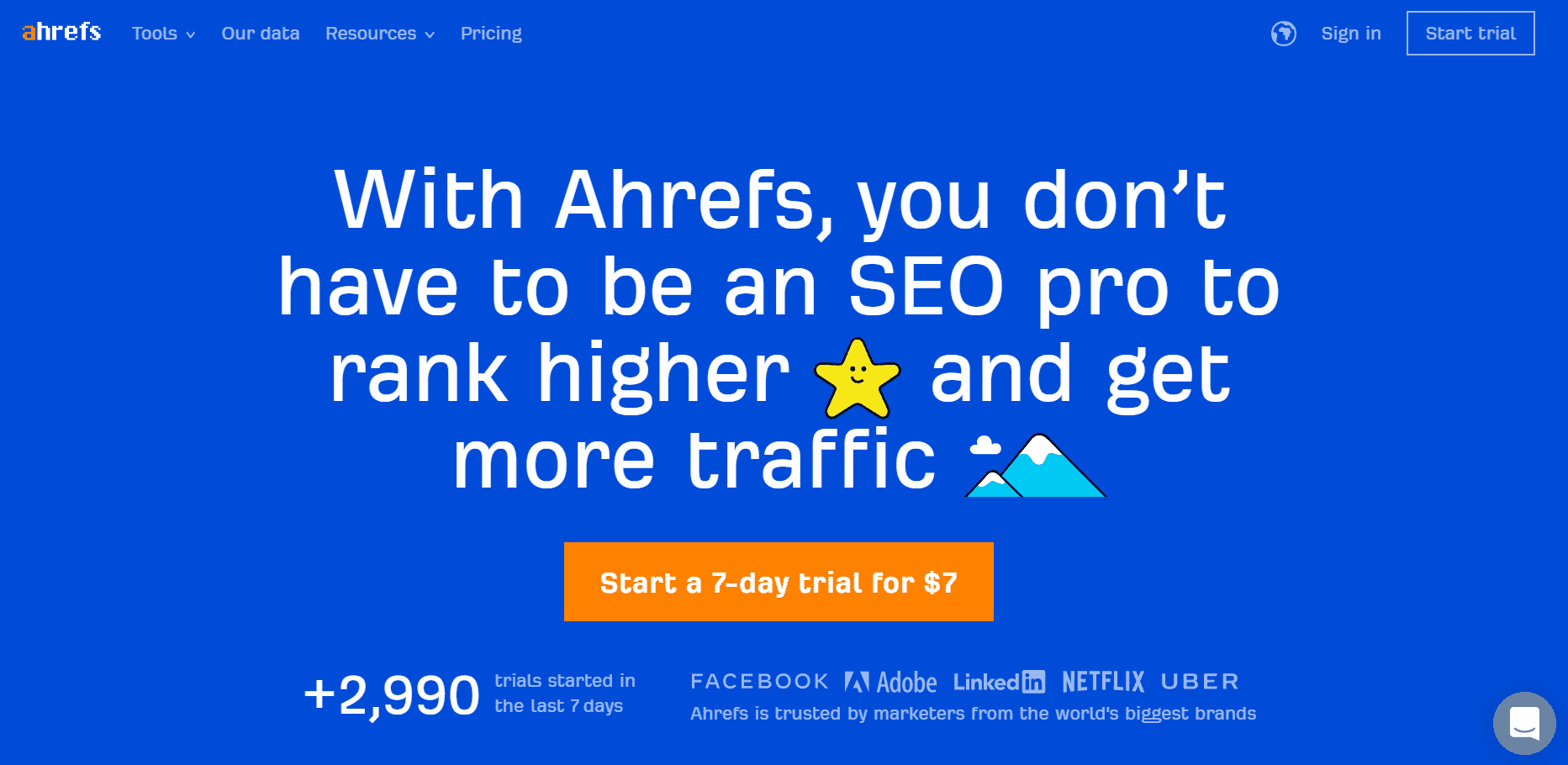 Giao diện trang chủ của công cụ phân tích Website Ahrefs