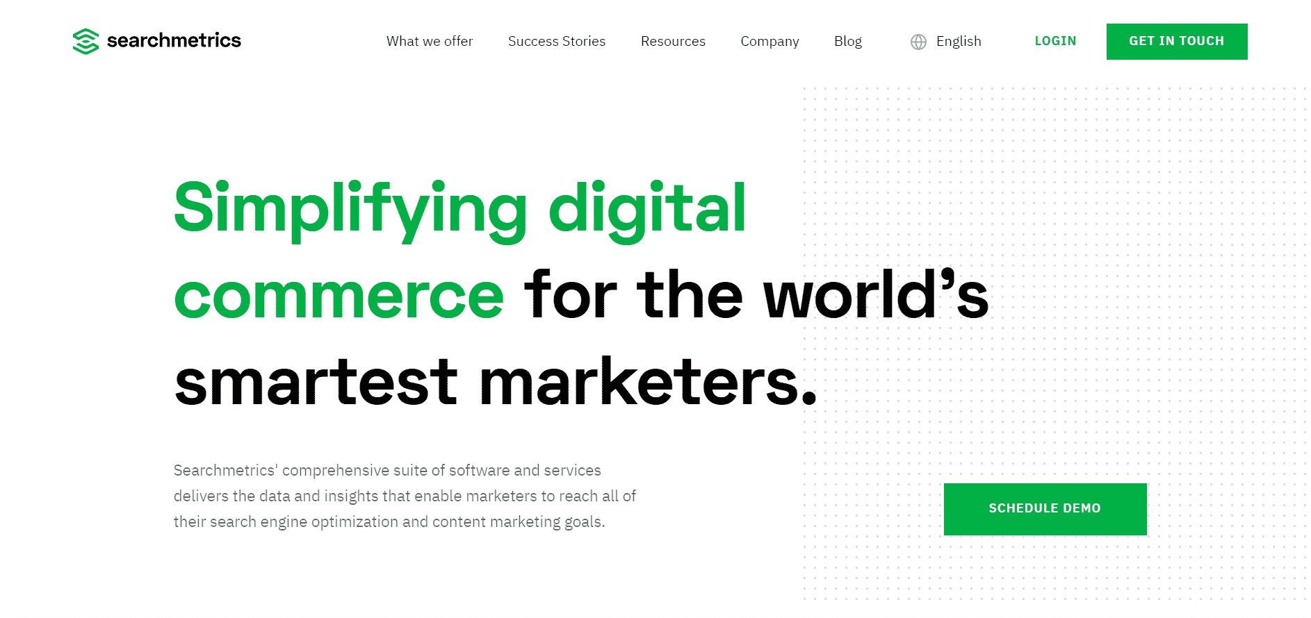 Trang chủ của công cụ Searchmetrics
