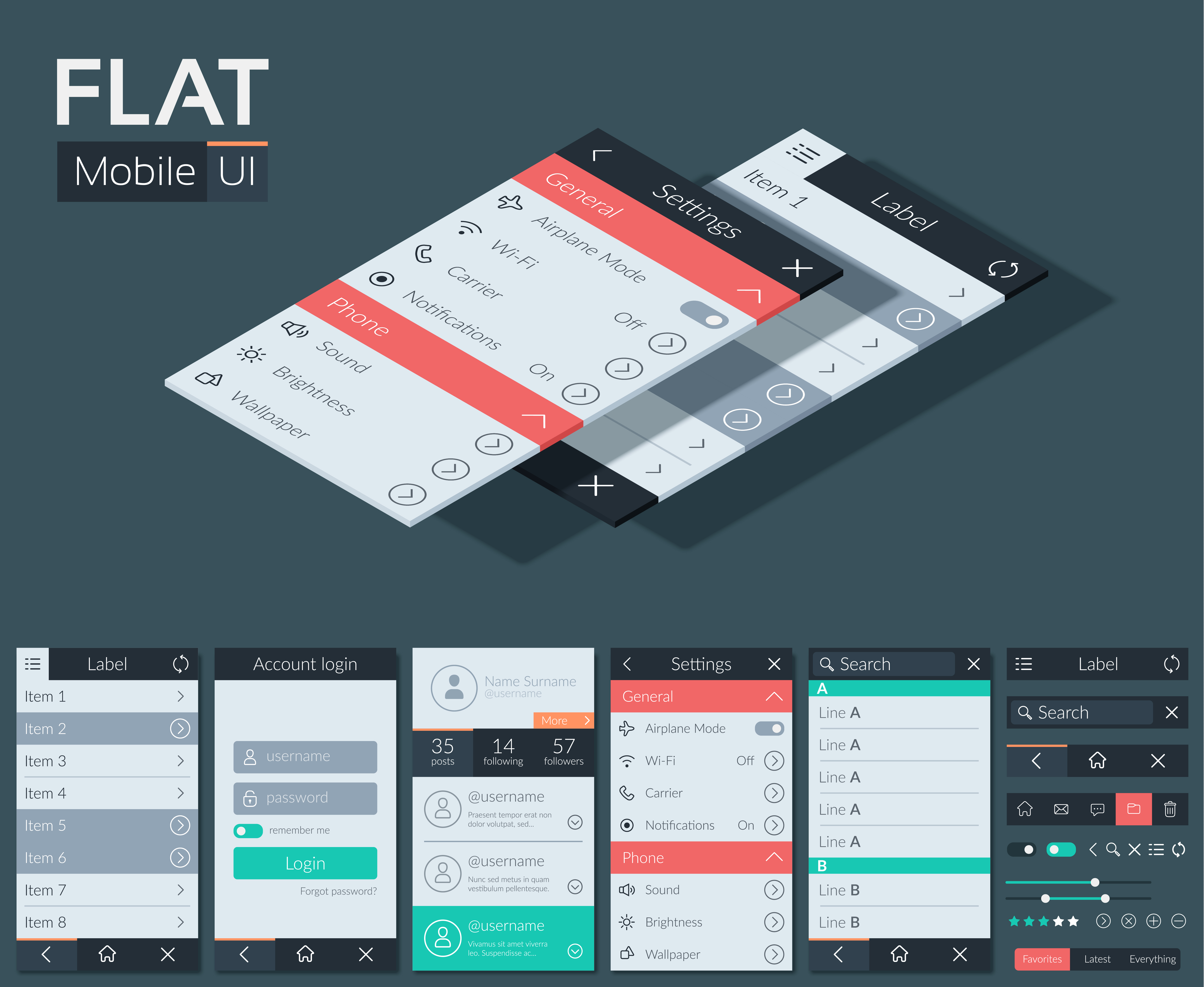 Flat User Interface Mobile Design Concept