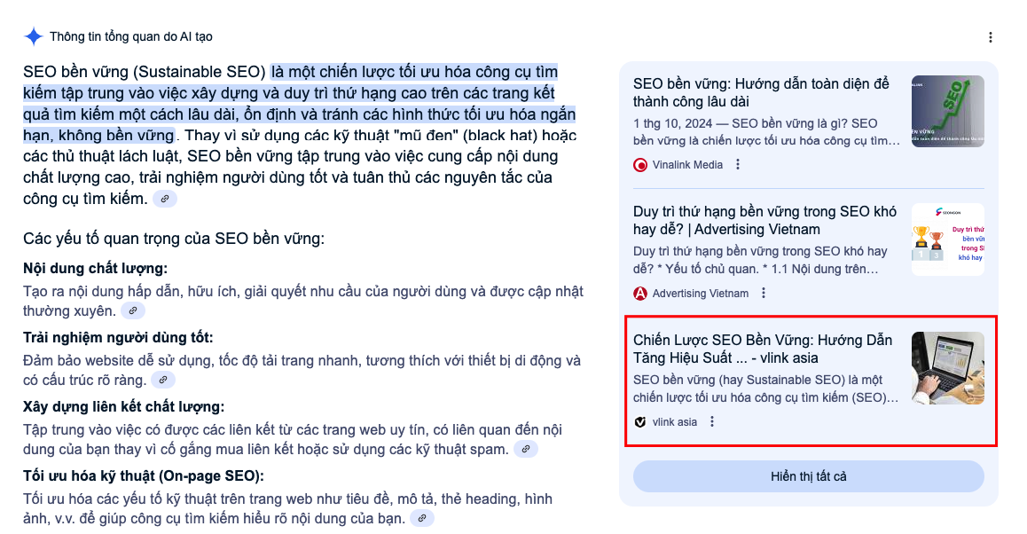 Direct Answer Tables - VLINK ASIA thực thi