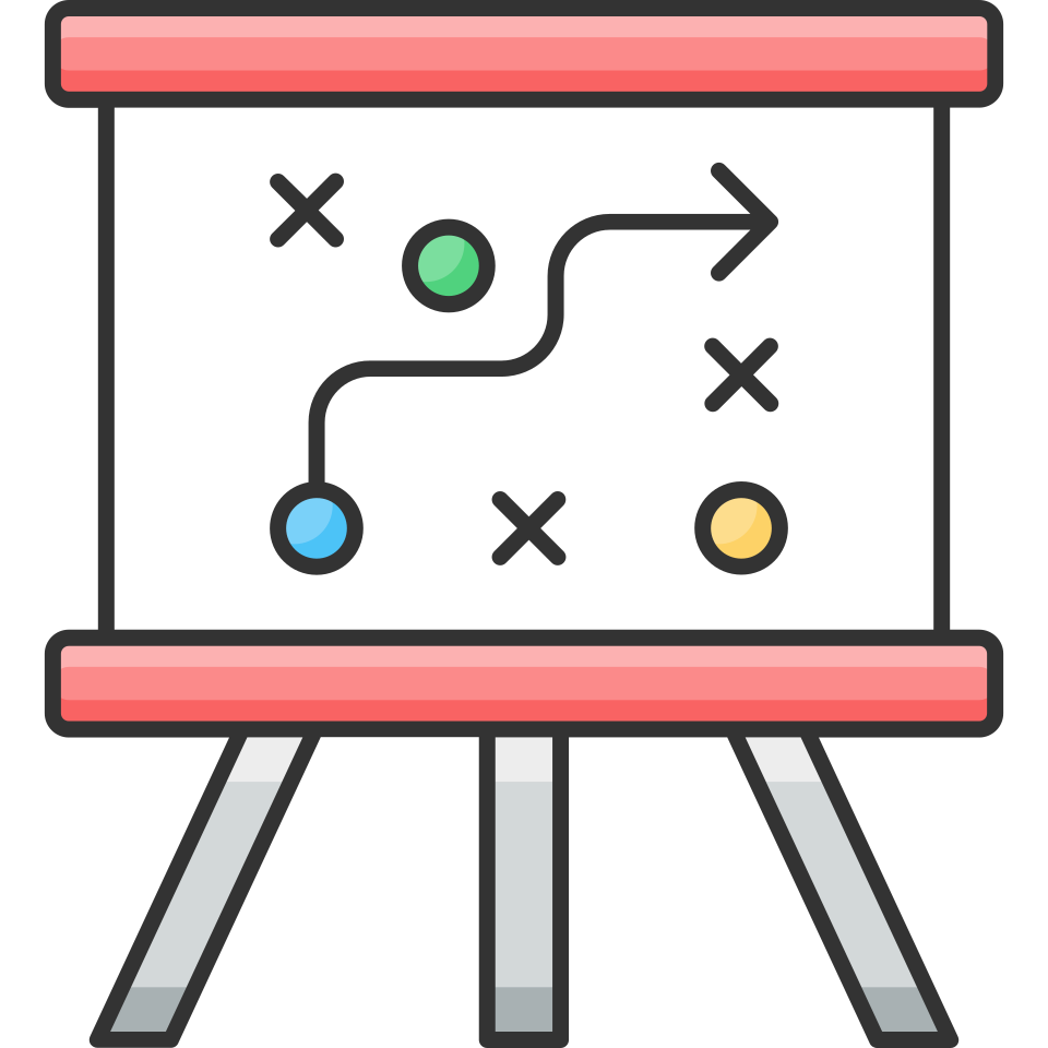 Biểu tượng lập kế hoạch SEO theo lộ trình (roadmap) và điểm đến đầu ra theo tuần