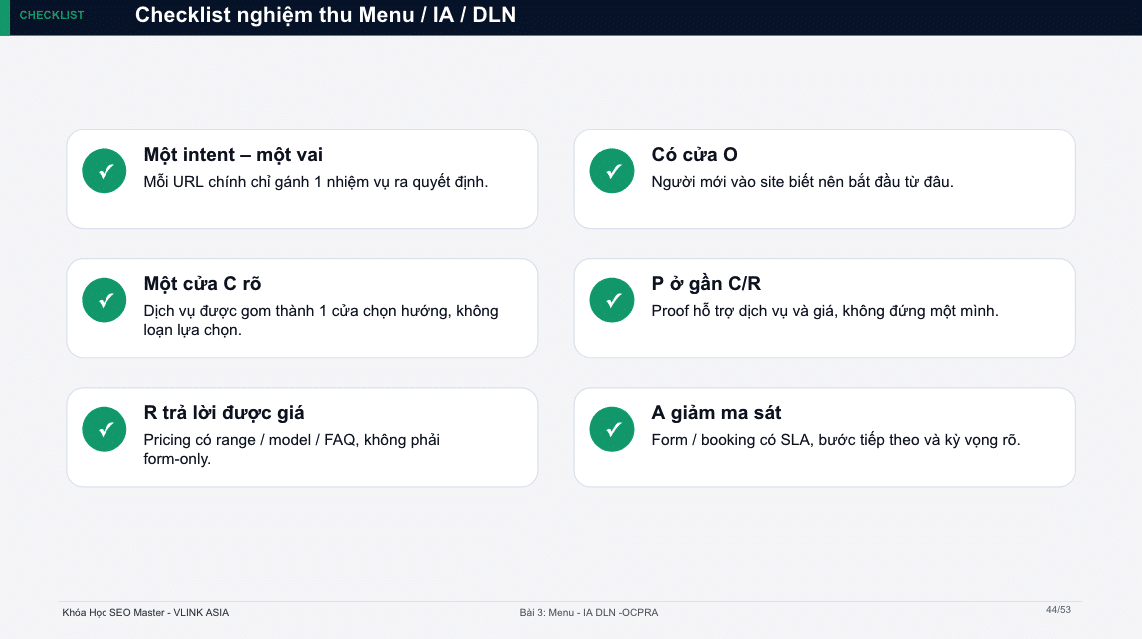IA, page roles và internal link