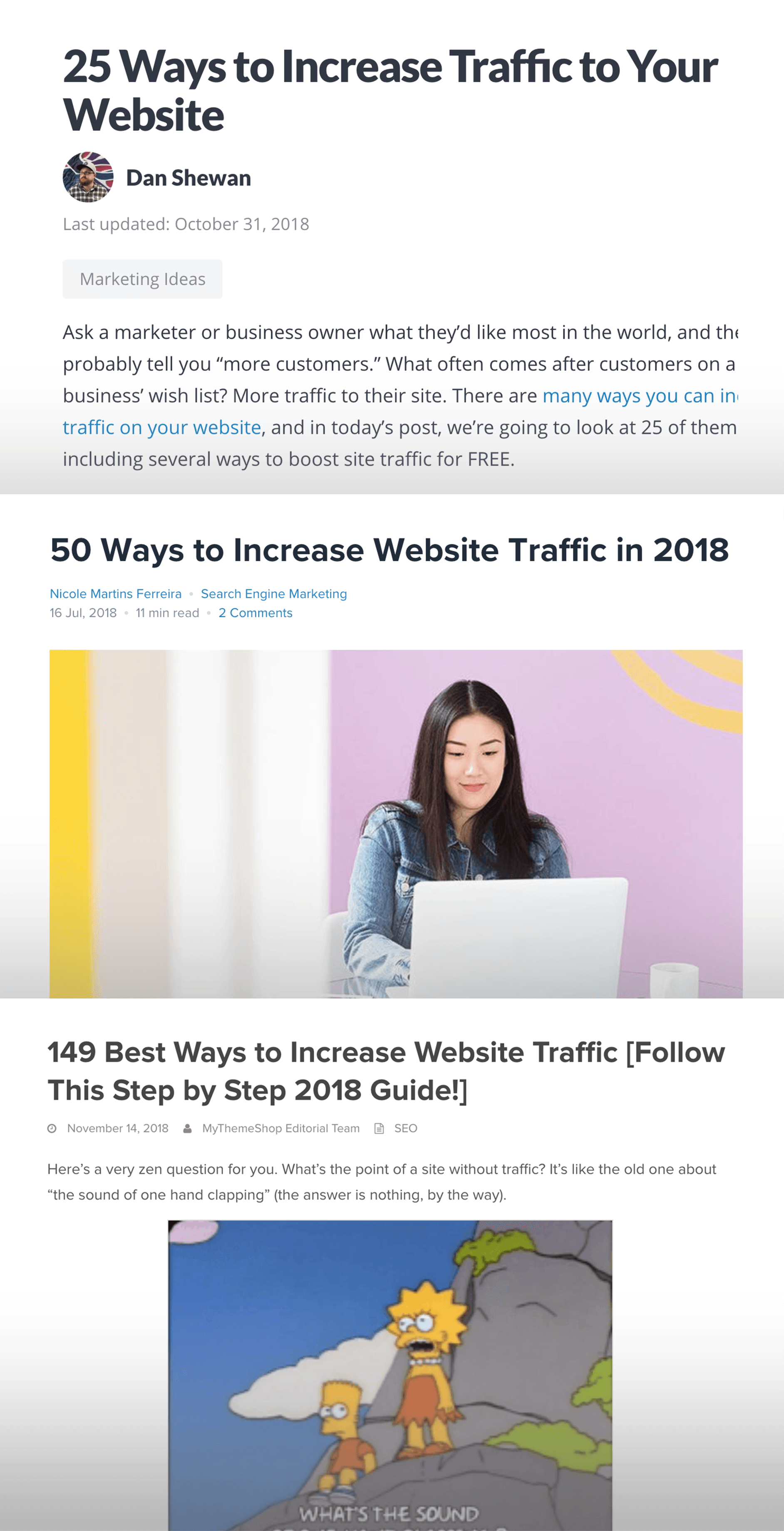 "Tăng lưu lượng truy cập trang web" - Nội dung hiện có