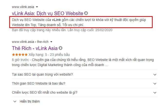Tối ưu meta description