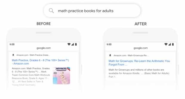 Sự khác nhau khi ứng dụng thuật toán BERT trong kết quả tìm kiếm (Nguồn ảnh: Google)