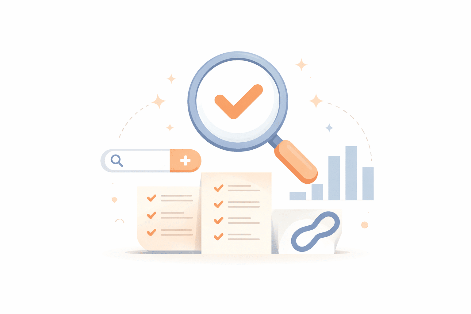 SEO Website Tổng Thể: hình minh hoạ tối giản về SEO tổng thể theo tư duy hệ thống