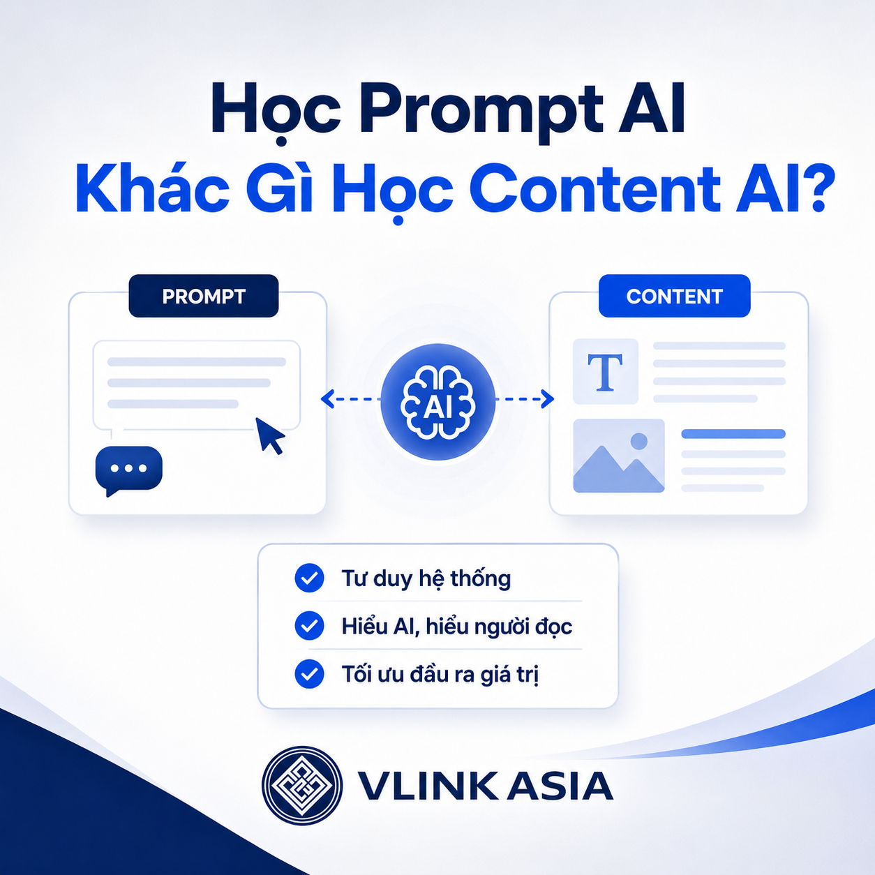 Học prompt AI khác gì học content AI trong hệ thống AI Content System của VLINK ASIA
