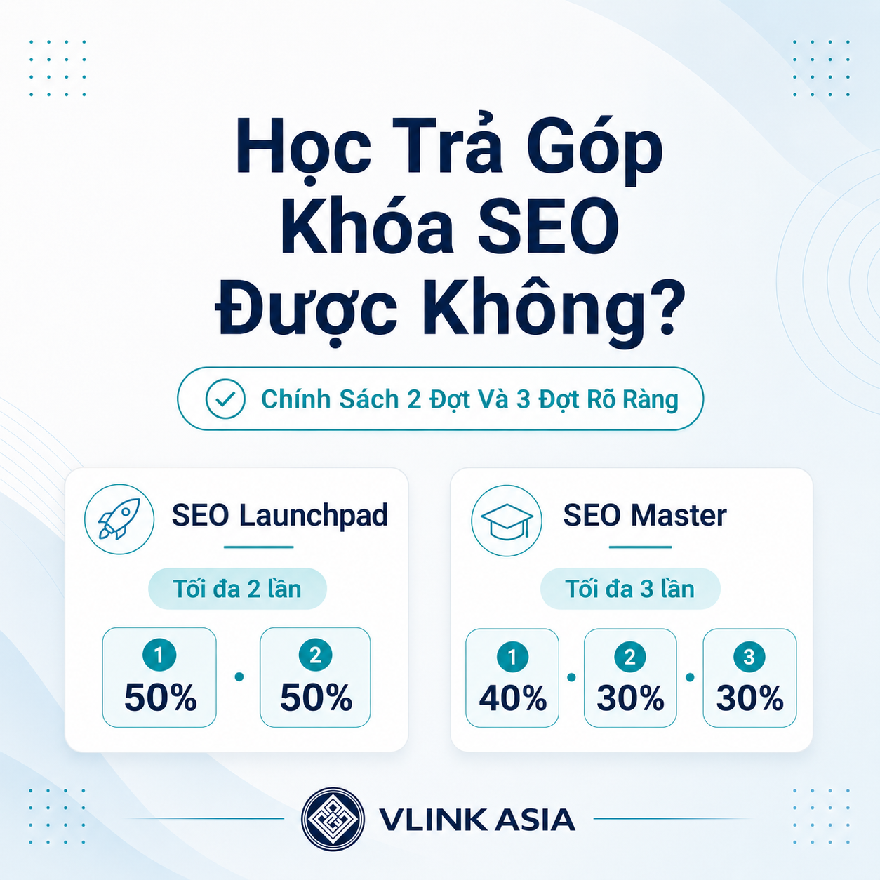 Có Thể Đóng Học Phí Theo: chính sách học trả góp khóa học SEO, SEO Launchpad tối đa 2 đợt và SEO Master tối…