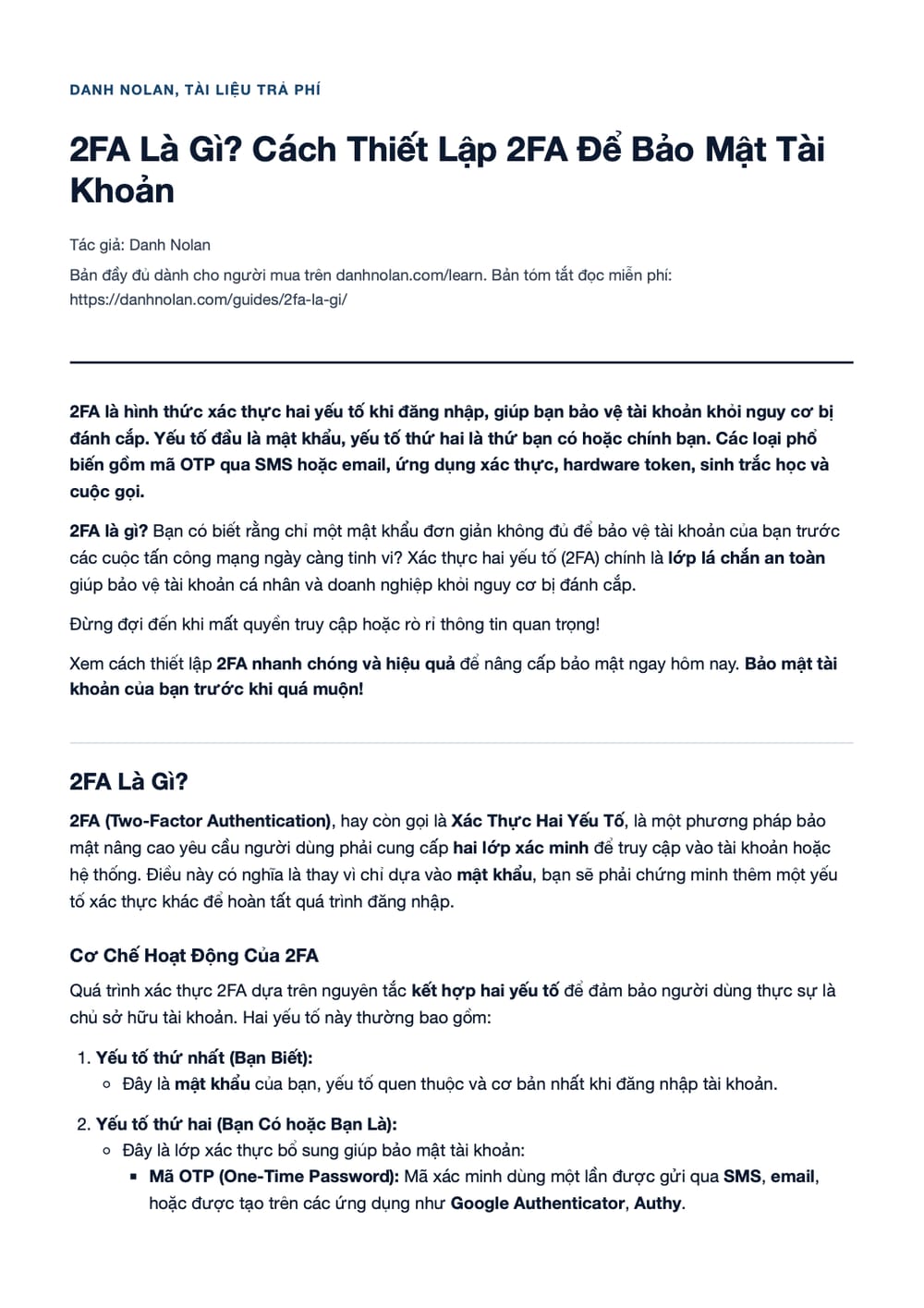 Trang 1 bản PDF của tài liệu 2FA Là Gì? Cách Thiết Lập 2FA Để Bảo Mật Tài Khoản