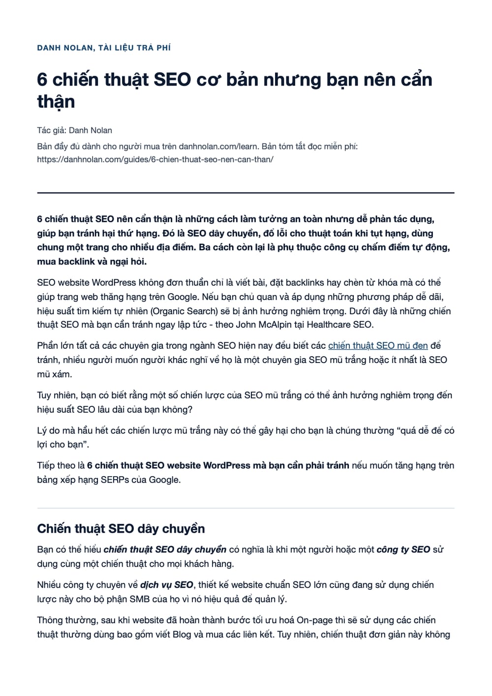 Trang 1 bản PDF của tài liệu 6 chiến thuật SEO cơ bản nhưng bạn nên cẩn thận