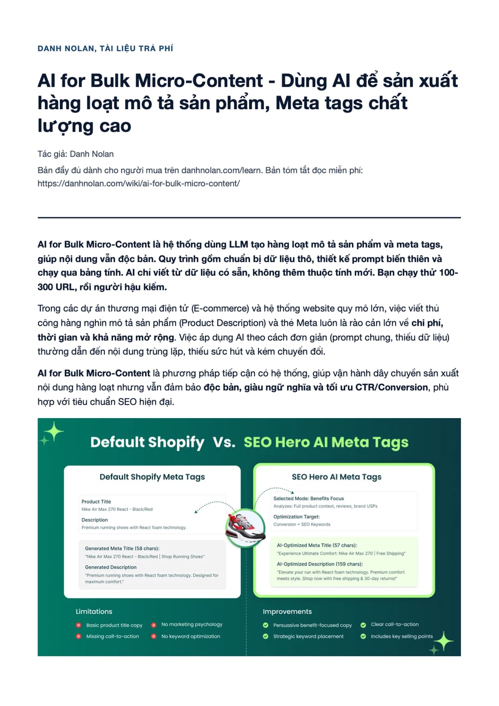 Trang 1 bản PDF của tài liệu AI for Bulk Micro-Content - Dùng AI để sản xuất hàng loạt mô tả sản