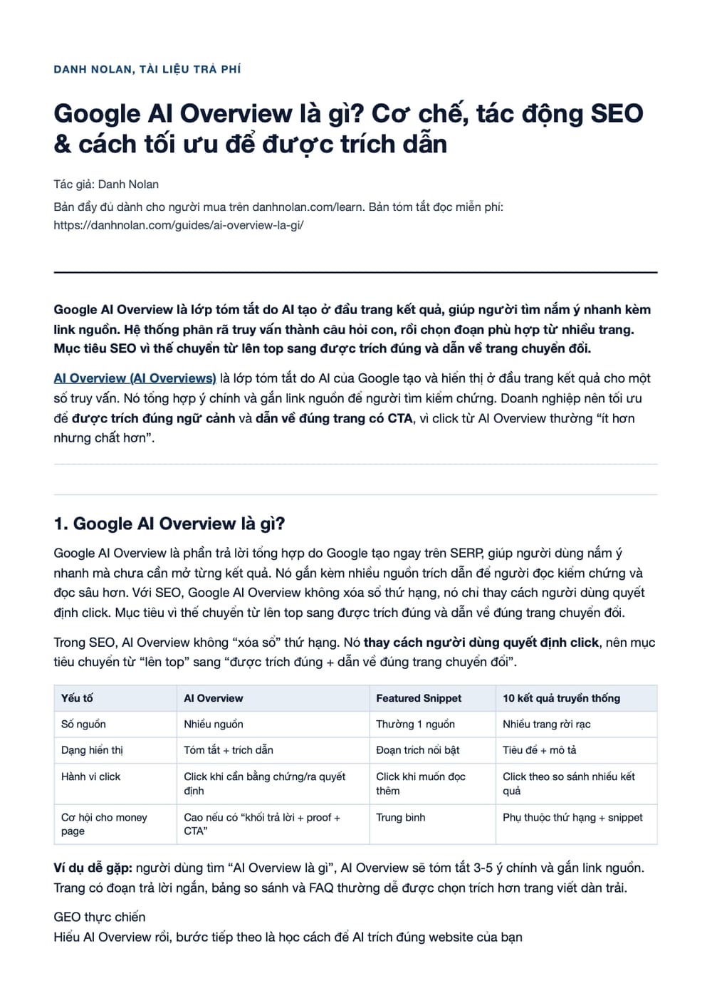 Trang 1 bản PDF của tài liệu Google AI Overview là gì? Cơ chế, tác động SEO & cách tối ưu để được Trang 1 bản PDF của tài liệu Google AI Overview là gì? Cơ chế, tác động SEO & cách tối ưu để được