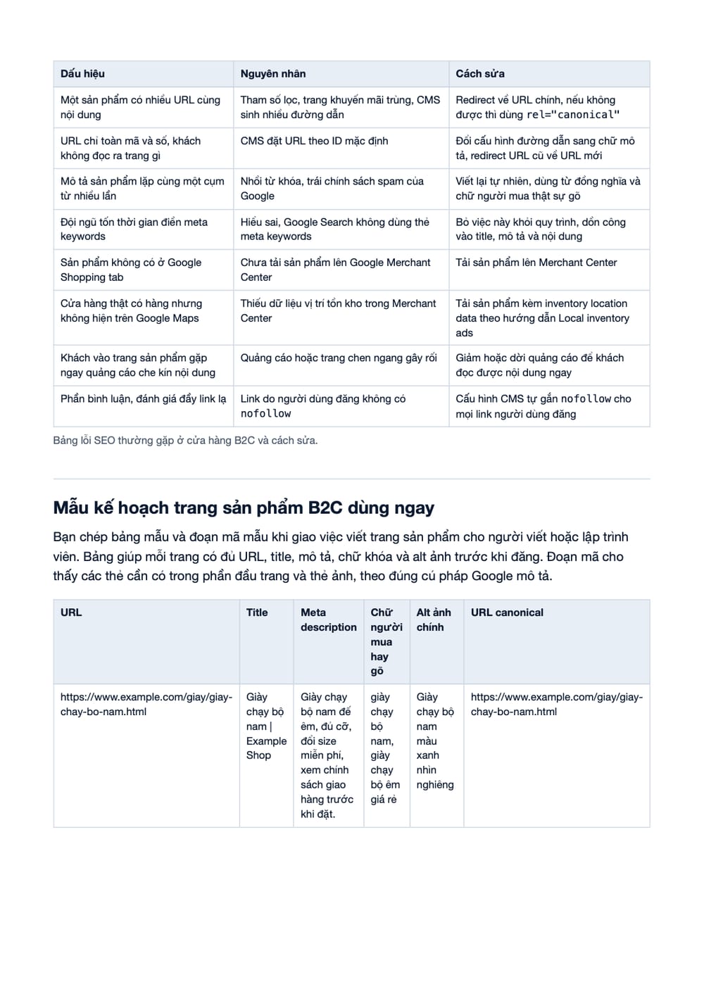 Trang 28 bản PDF của tài liệu B2C Là Gì? Bí Quyết Tăng Trưởng Đột Phá Cho Doanh Nghiệp Với SEO, phần có bảng