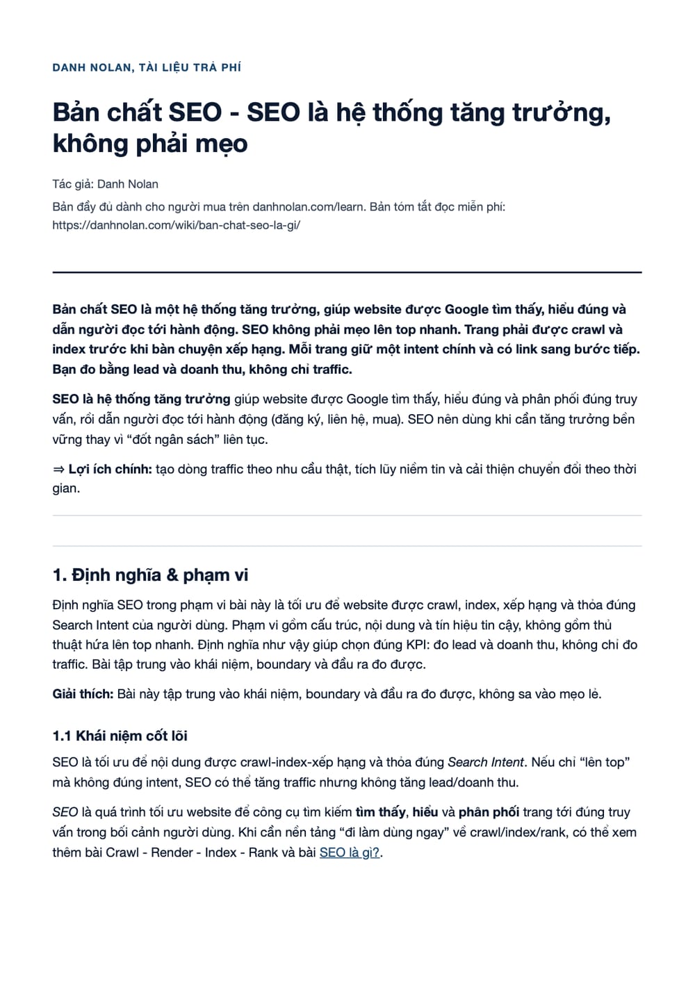 Trang 1 bản PDF của tài liệu Bản chất SEO - SEO là hệ thống tăng trưởng, không phải mẹo
