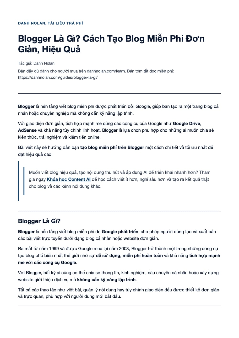Trang 1 bản PDF của tài liệu Blogger Là Gì? Cách Tạo Blog Miễn Phí Đơn Giản, Hiệu Quả
