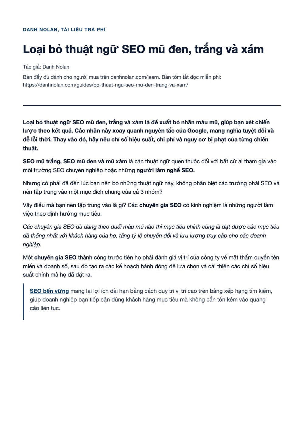 Trang 1 bản PDF của tài liệu Loại bỏ thuật ngữ SEO mũ đen, trắng và xám