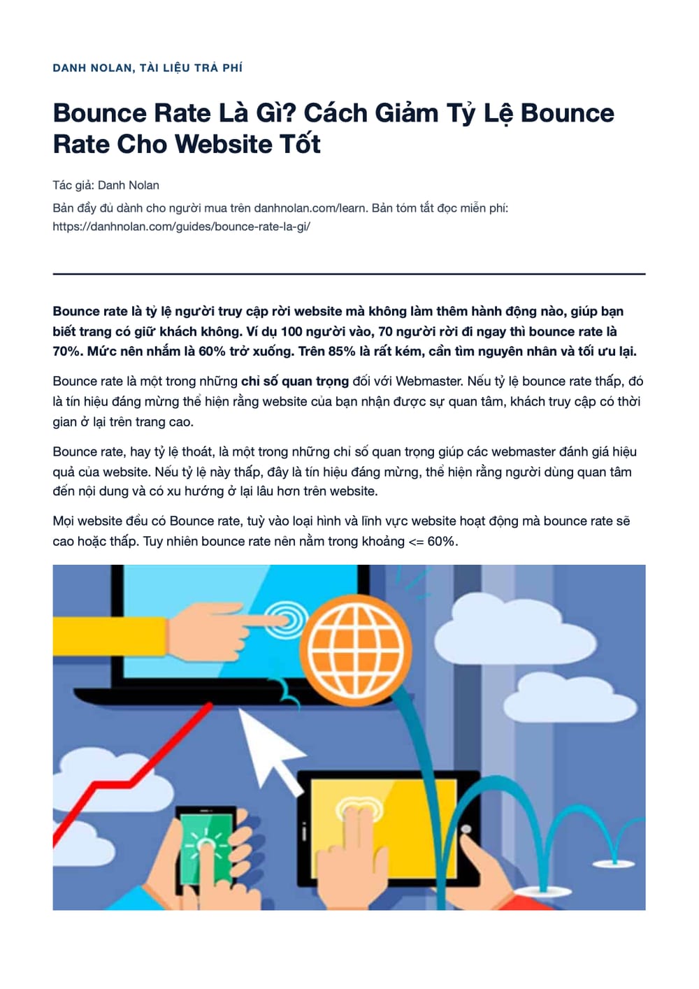 Trang 1 bản PDF của tài liệu Bounce Rate Là Gì? Cách Giảm Tỷ Lệ Bounce Rate Cho Website Tốt