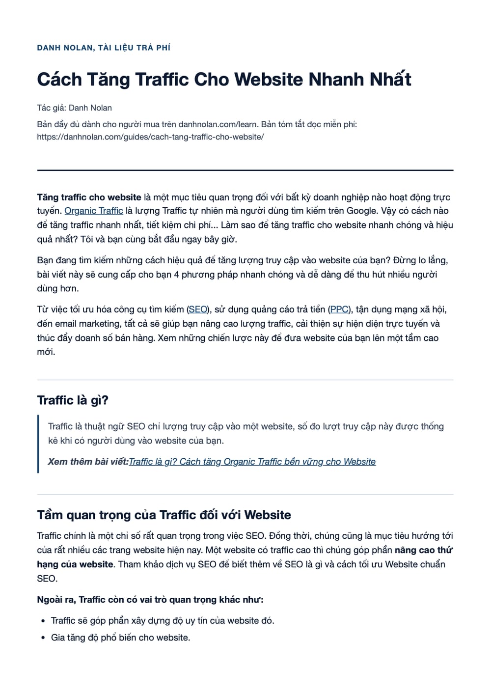 Trang 1 bản PDF của tài liệu Cách Tăng Traffic Cho Website Nhanh Nhất
