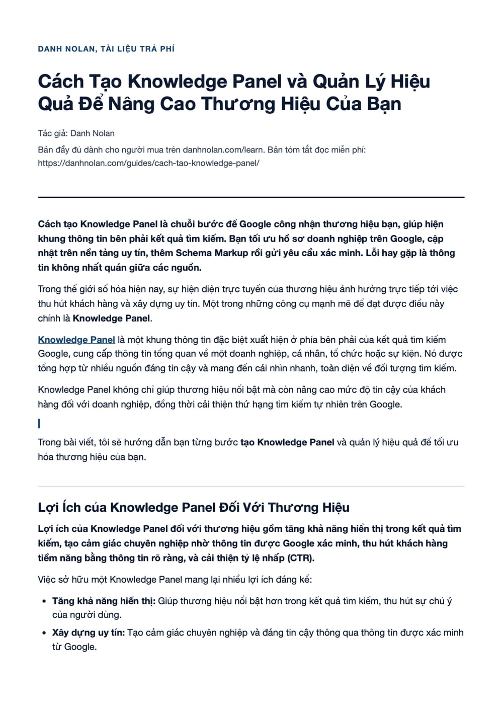 Trang 1 bản PDF của tài liệu Cách Tạo Knowledge Panel và Quản Lý Hiệu Quả Để Nâng Cao Thương Hiệu