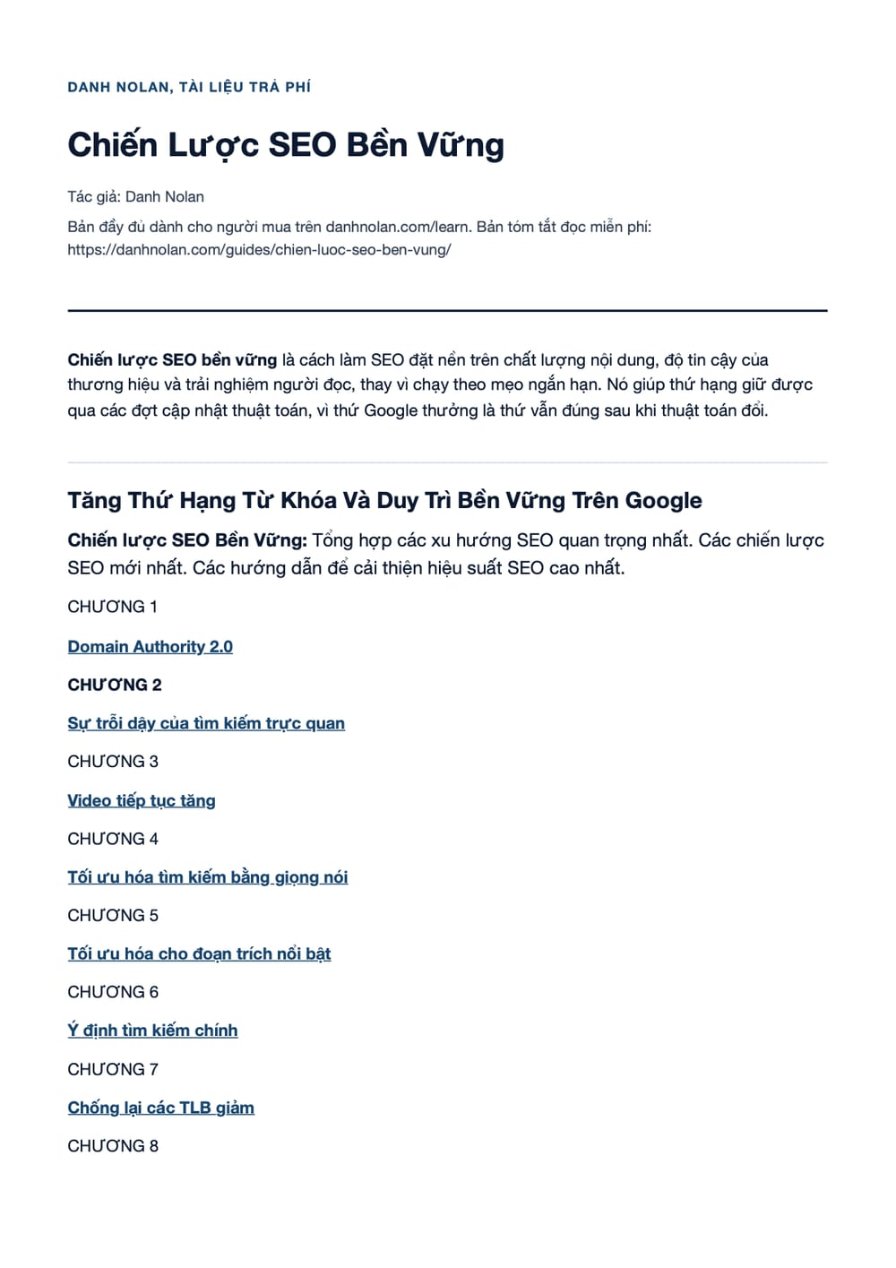 Trang 1 bản PDF của tài liệu Chiến Lược SEO Bền Vững