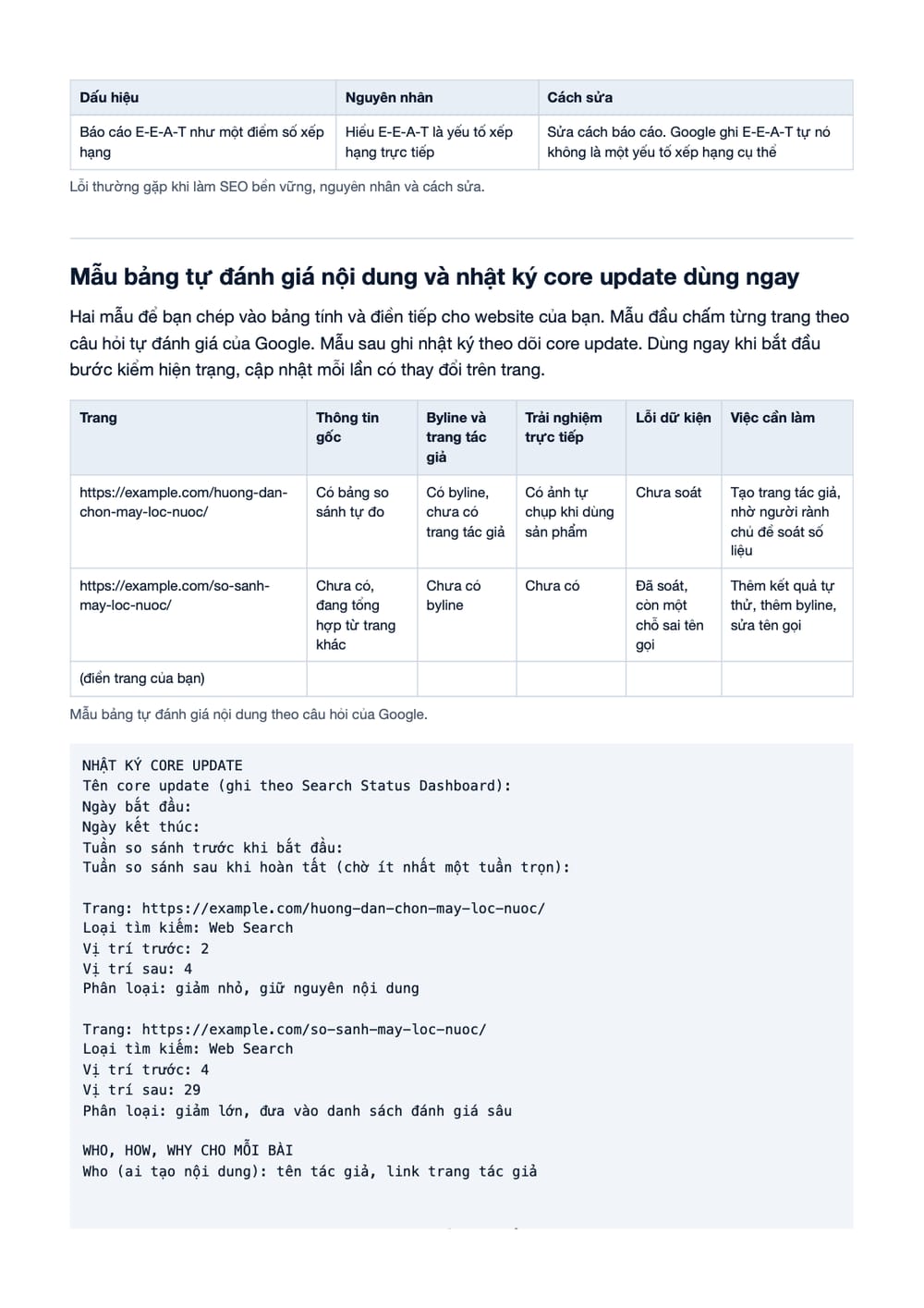 Trang 25 bản PDF của tài liệu Chiến Lược SEO Bền Vững, phần có bảng