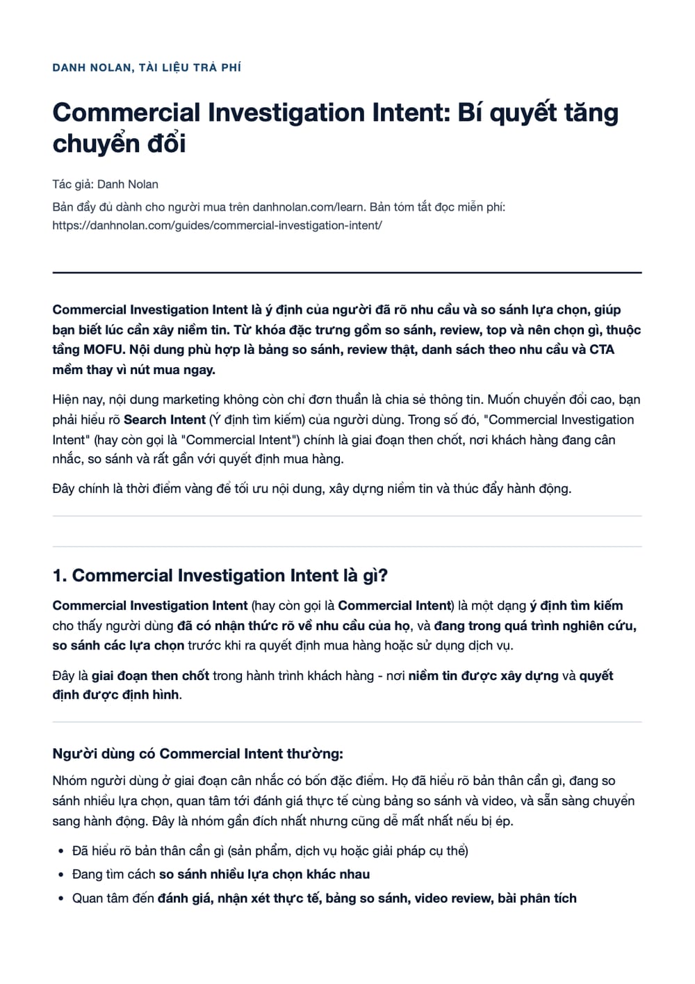 Trang 1 bản PDF của tài liệu Commercial Investigation Intent: Bí quyết tăng chuyển đổi