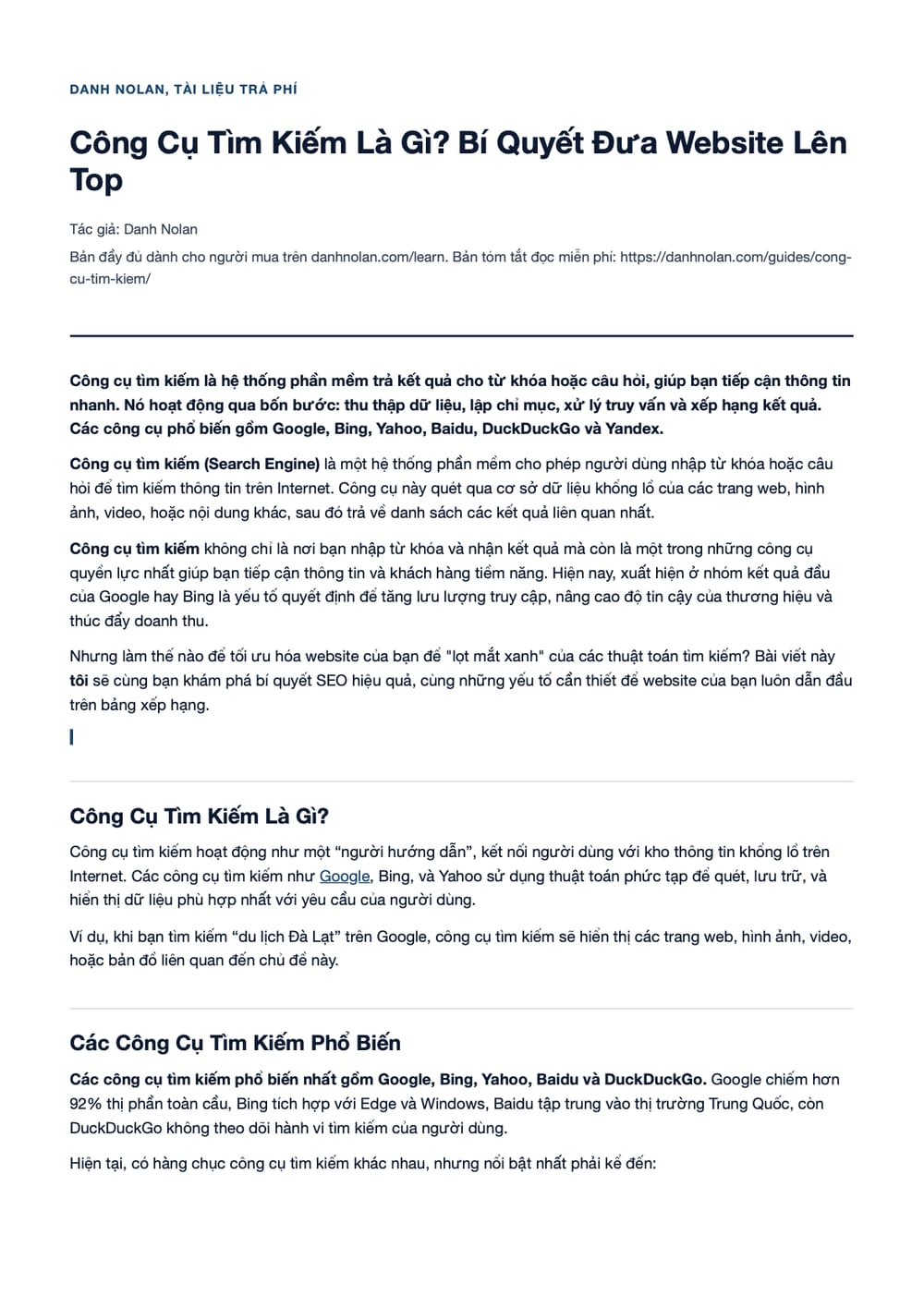 Trang 1 bản PDF của tài liệu Công Cụ Tìm Kiếm Là Gì? Bí Quyết Đưa Website Lên Top