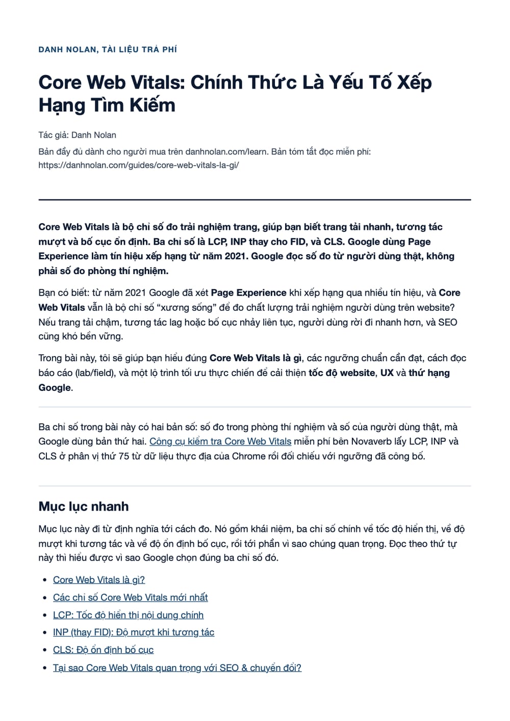Trang 1 bản PDF của tài liệu Core Web Vitals: Chính Thức Là Yếu Tố Xếp Hạng Tìm Kiếm