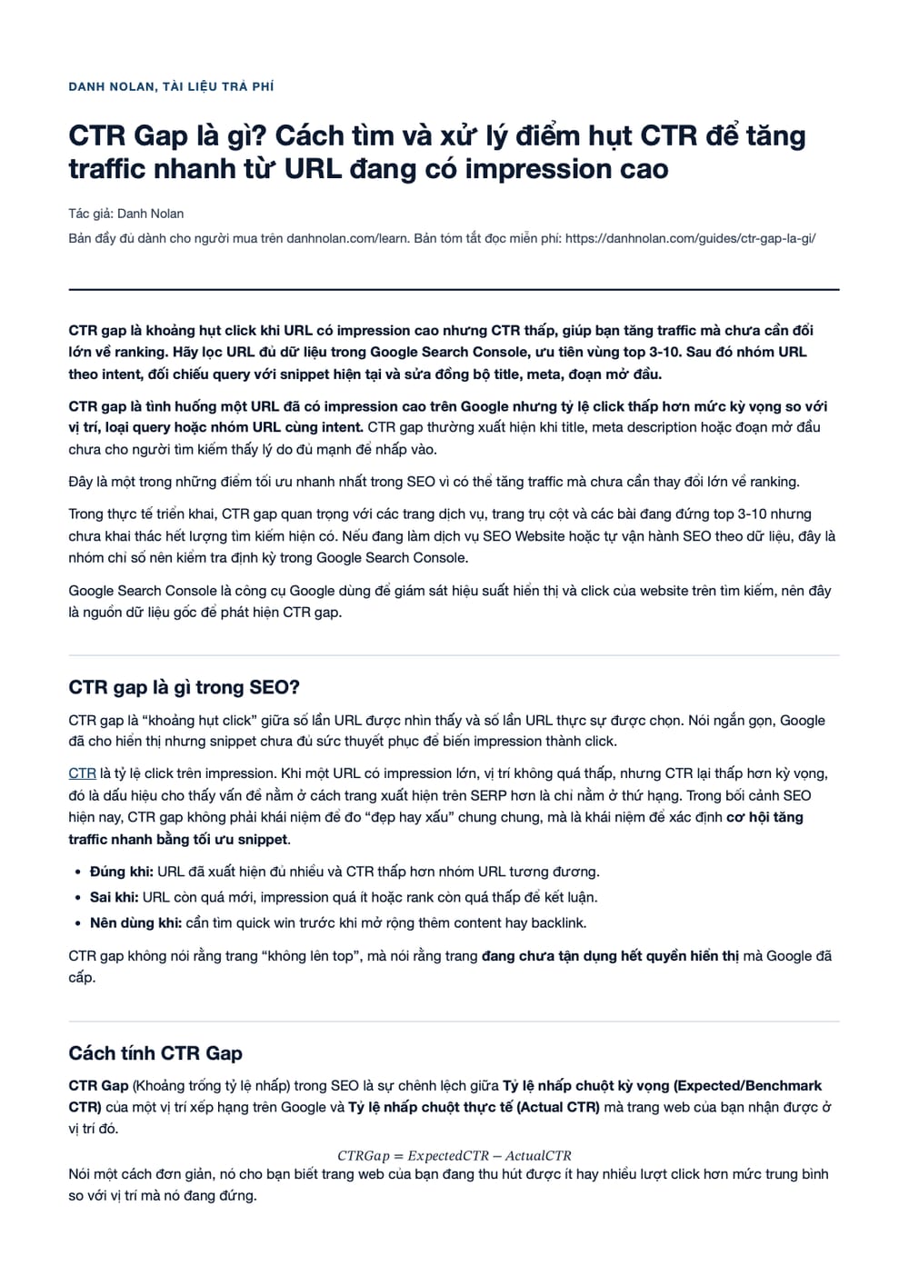 Trang 1 bản PDF của tài liệu CTR Gap là gì? Cách tìm và xử lý điểm hụt CTR để tăng traffic nhanh
