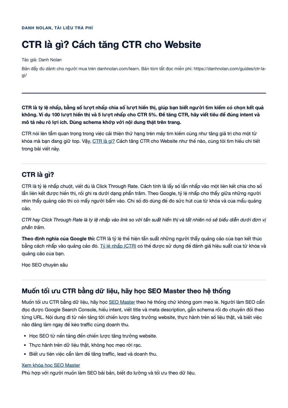 Trang 1 bản PDF của tài liệu CTR là gì? Cách tăng CTR cho Website