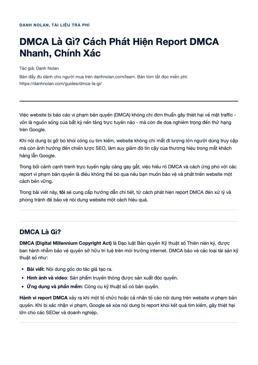 Trang 1 bản PDF của tài liệu DMCA Là Gì? Cách Phát Hiện Report DMCA Nhanh, Chính Xác