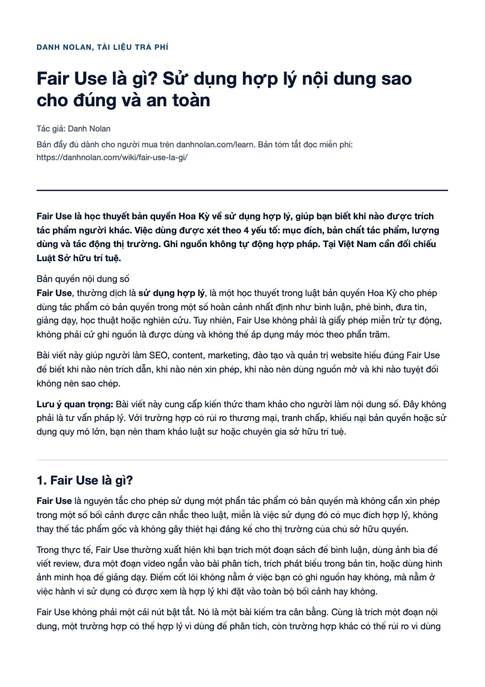 Trang 1 bản PDF của tài liệu Fair Use là gì? Sử dụng hợp lý nội dung sao cho đúng và an toàn