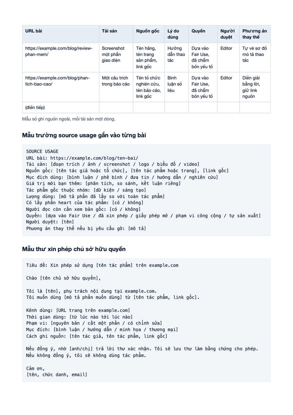 Trang 18 bản PDF của tài liệu Fair Use là gì? Sử dụng hợp lý nội dung sao cho đúng và an toàn, phần có bảng