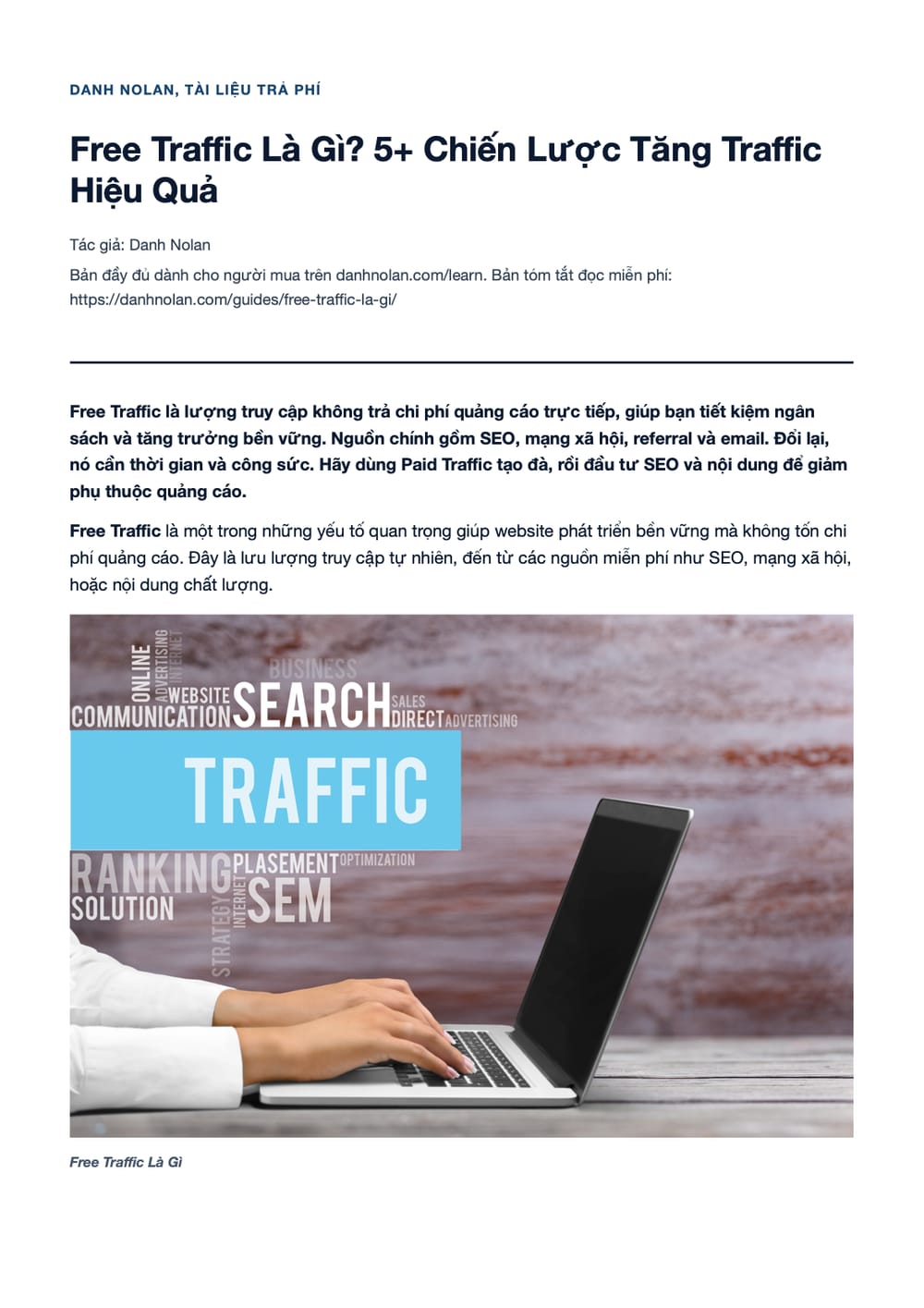 Trang 1 bản PDF của tài liệu Free Traffic Là Gì? 5+ Chiến Lược Tăng Traffic Hiệu Quả