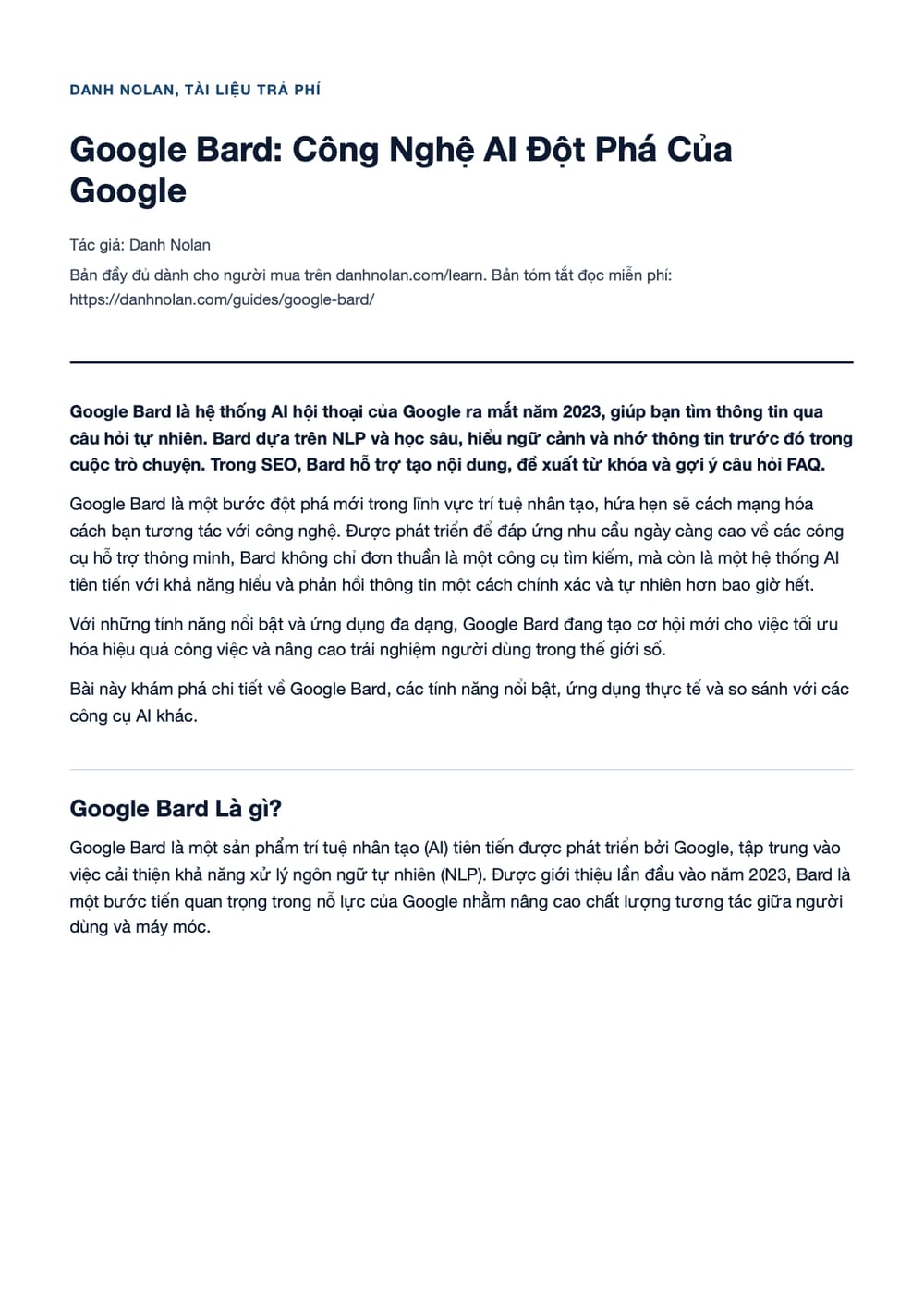 Trang 1 bản PDF của tài liệu Google Bard: Công Nghệ AI Đột Phá Của Google