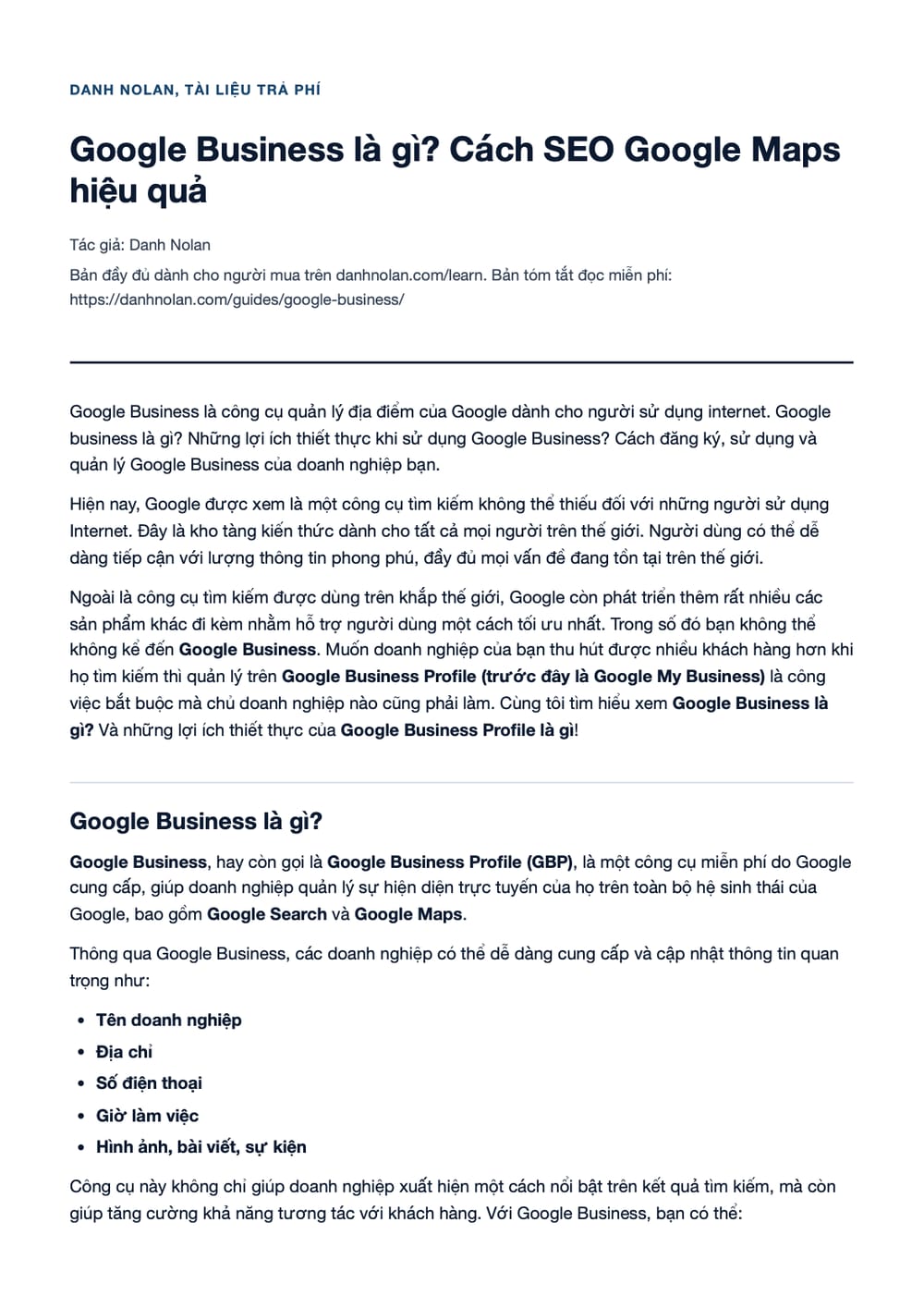 Trang 1 bản PDF của tài liệu Google Business là gì? Cách SEO Google Maps hiệu quả