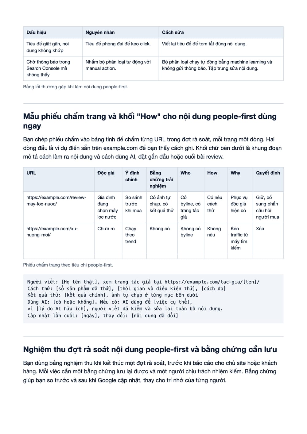 Trang 11 bản PDF của tài liệu Helpful Content System - Cách Google xác định nội dung "viết cho, phần có bảng