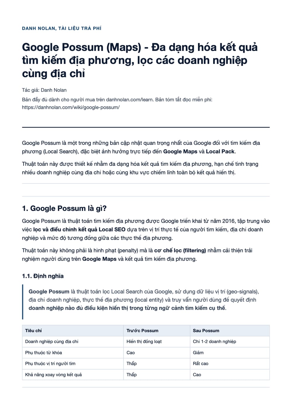 Trang 1 bản PDF của tài liệu Google Possum (Maps) - Đa dạng hóa kết quả tìm kiếm địa phương, lọc