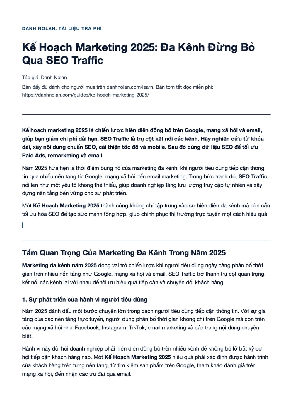 Trang 1 bản PDF của tài liệu Kế Hoạch Marketing 2025: Đa Kênh Đừng Bỏ Qua SEO Traffic Trang 1 bản PDF của tài liệu Kế Hoạch Marketing 2025: Đa Kênh Đừng Bỏ Qua SEO Traffic