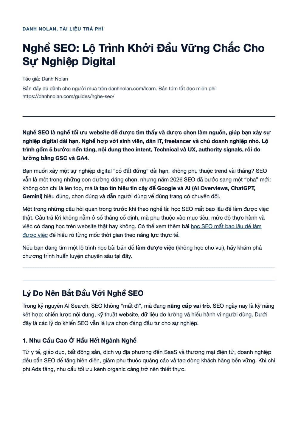 Trang 1 bản PDF của tài liệu Nghề SEO: Lộ Trình Khởi Đầu Vững Chắc Cho Sự Nghiệp Digital