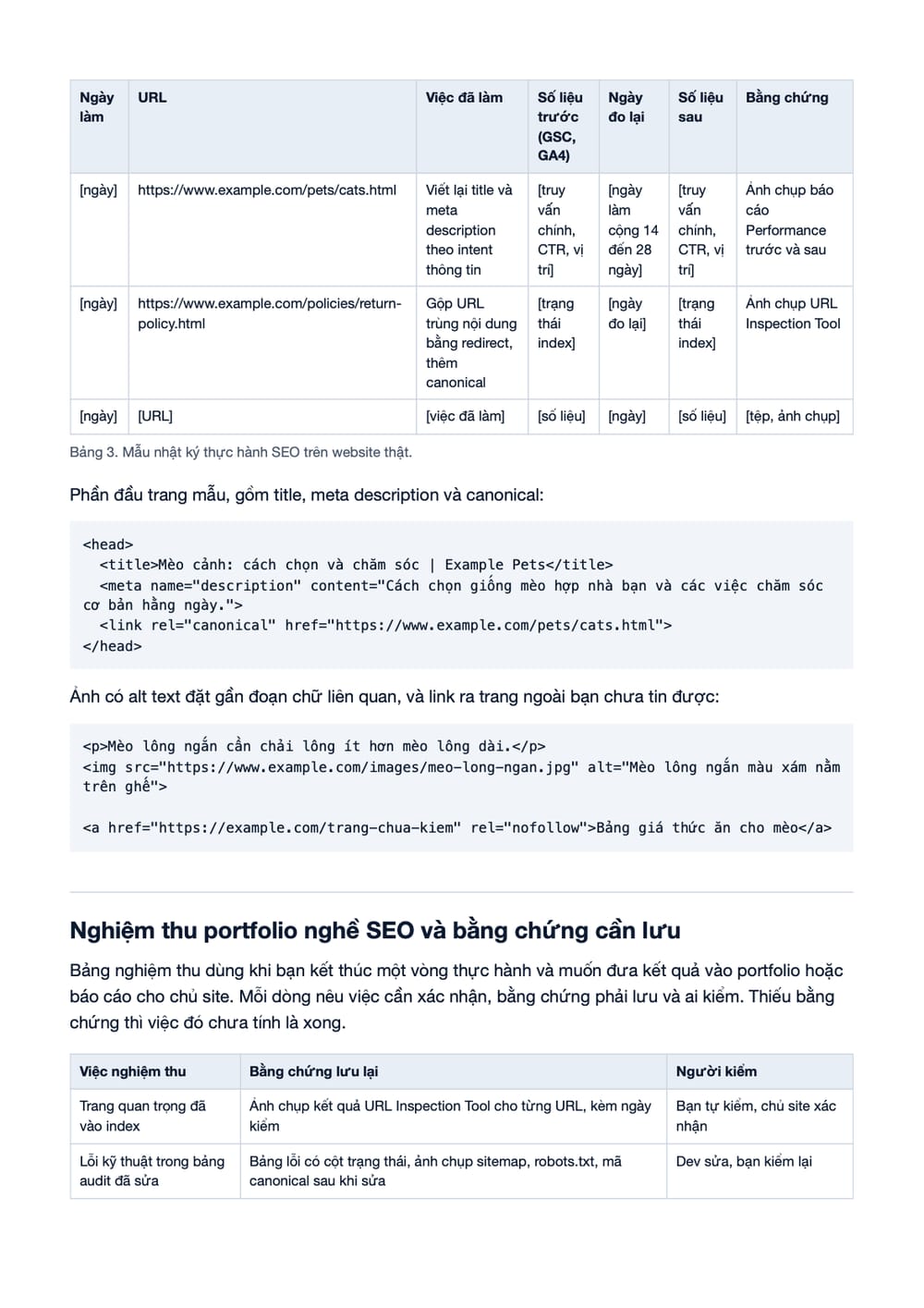 Trang 14 bản PDF của tài liệu Nghề SEO: Lộ Trình Khởi Đầu Vững Chắc Cho Sự Nghiệp Digital, phần có bảng