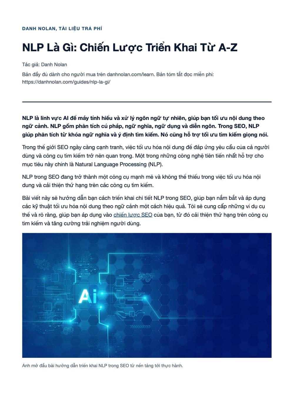 Trang 1 bản PDF của tài liệu NLP Là Gì: Chiến Lược Triển Khai Từ A-Z