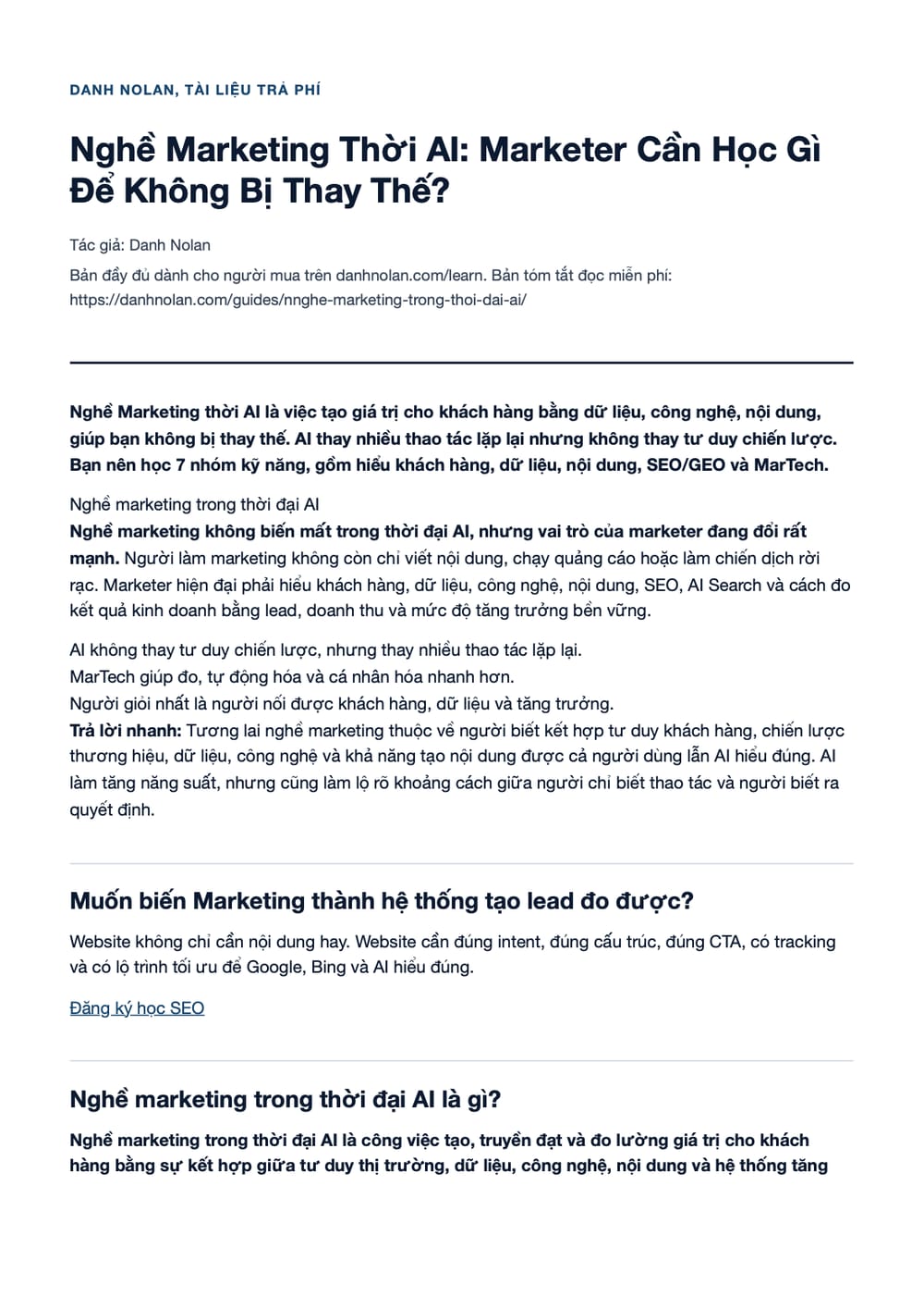 Trang 1 bản PDF của tài liệu Nghề Marketing Thời AI: Marketer Cần Học Gì Để Không Bị Thay Thế?
