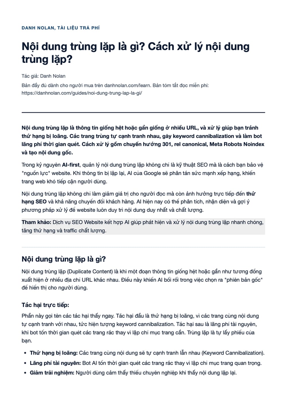Trang 1 bản PDF của tài liệu Nội dung trùng lặp là gì? Cách xử lý nội dung trùng lặp?
