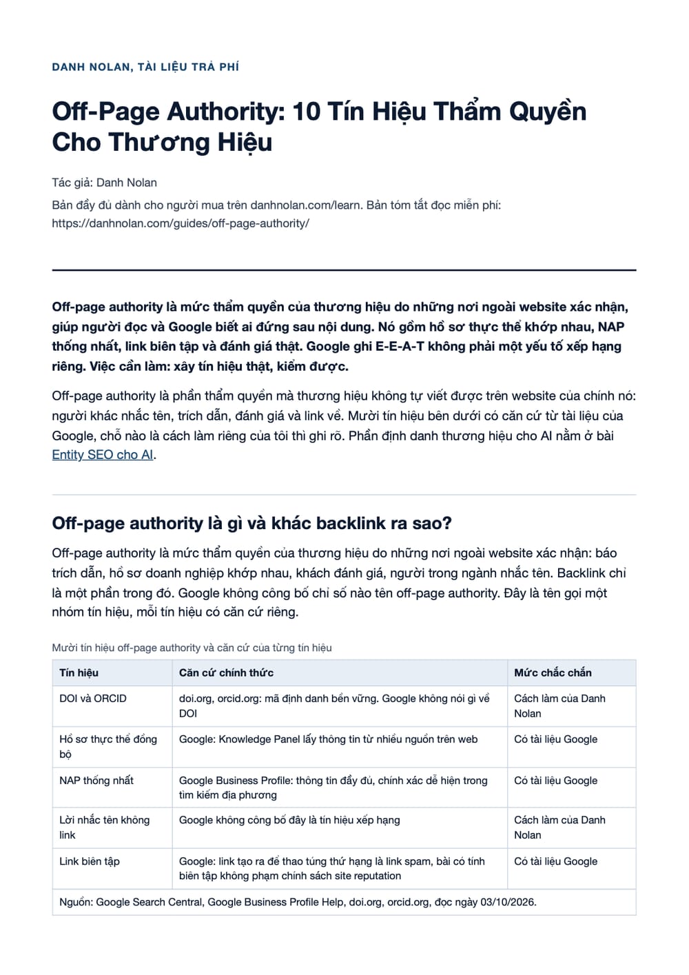 Trang 1 bản PDF của tài liệu Off-Page Authority: 10 Tín Hiệu Thẩm Quyền Cho Thương Hiệu