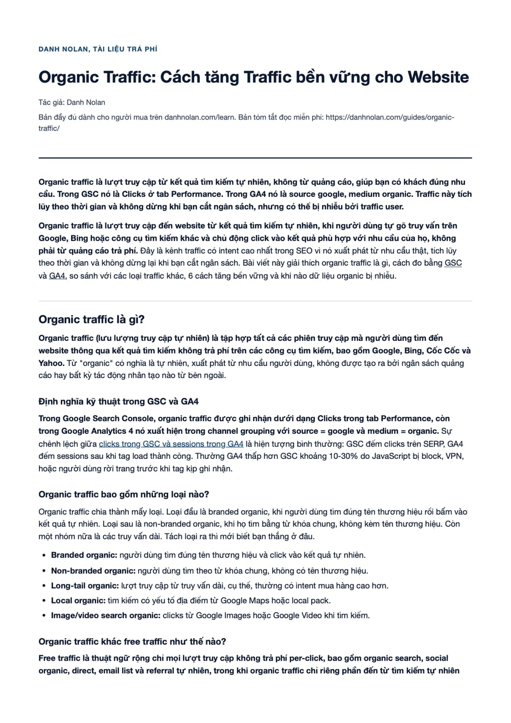 Trang 1 bản PDF của tài liệu Organic Traffic: Cách tăng Traffic bền vững cho Website