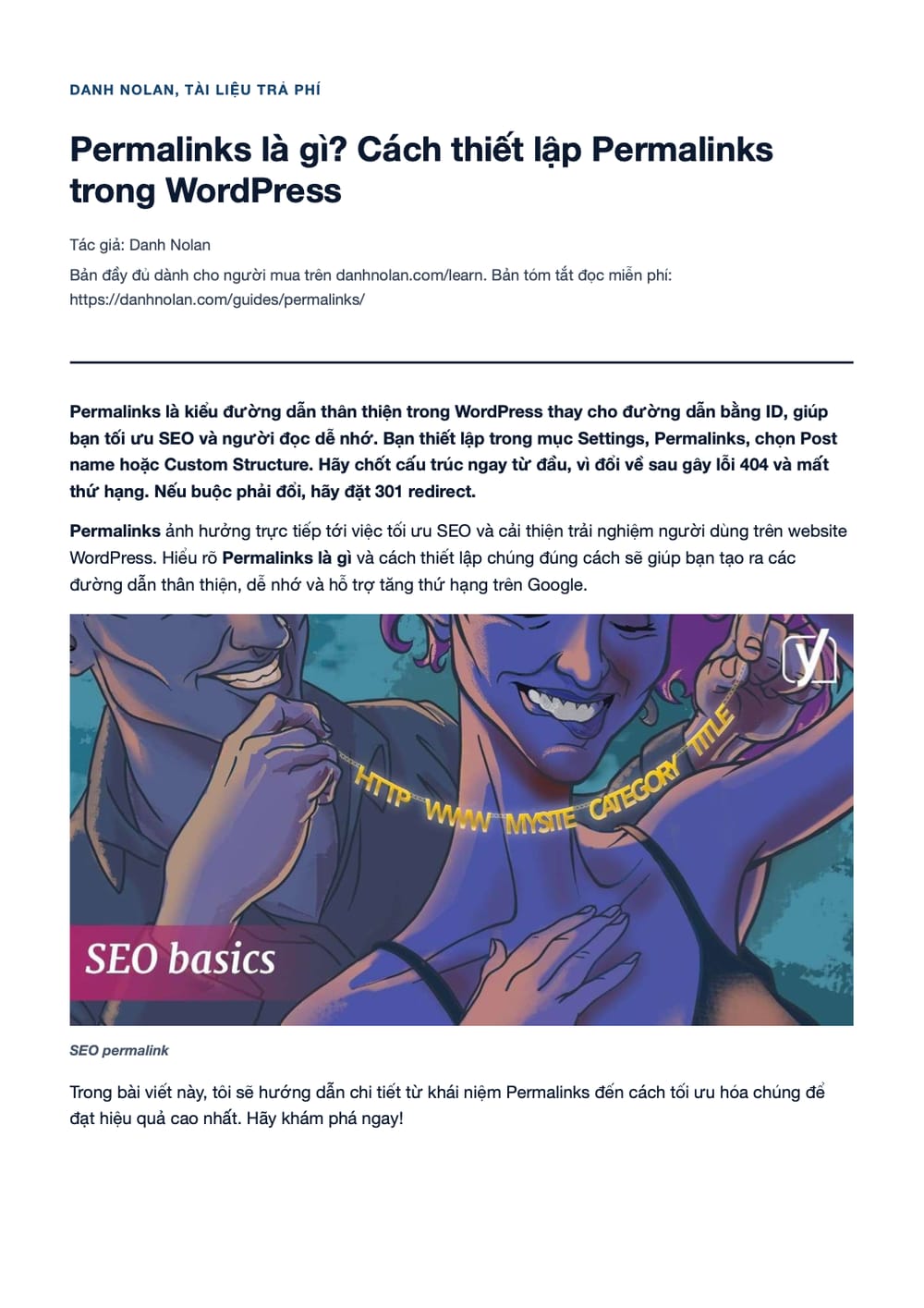 Trang 1 bản PDF của tài liệu Permalinks là gì? Cách thiết lập Permalinks trong WordPress