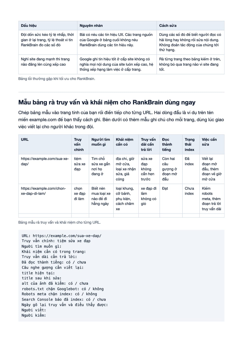 Trang 10 bản PDF của tài liệu RankBrain là gì? Vai trò của RankBrain trong kết quả tìm kiếm, phần có bảng